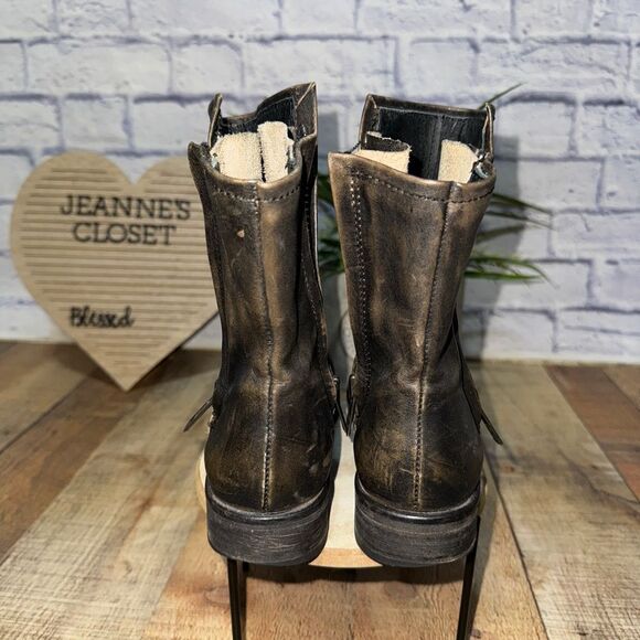 Hinge double zipper ankle boots distressed Anthropologie - Picture 8 of 12